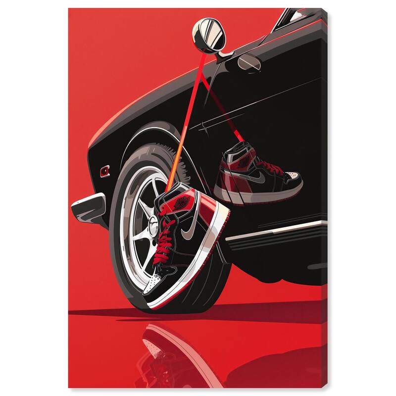 Red Bold Sneaker and Car Canvas by Art Remedy, Gallery Wrapped - 20" x 30"
