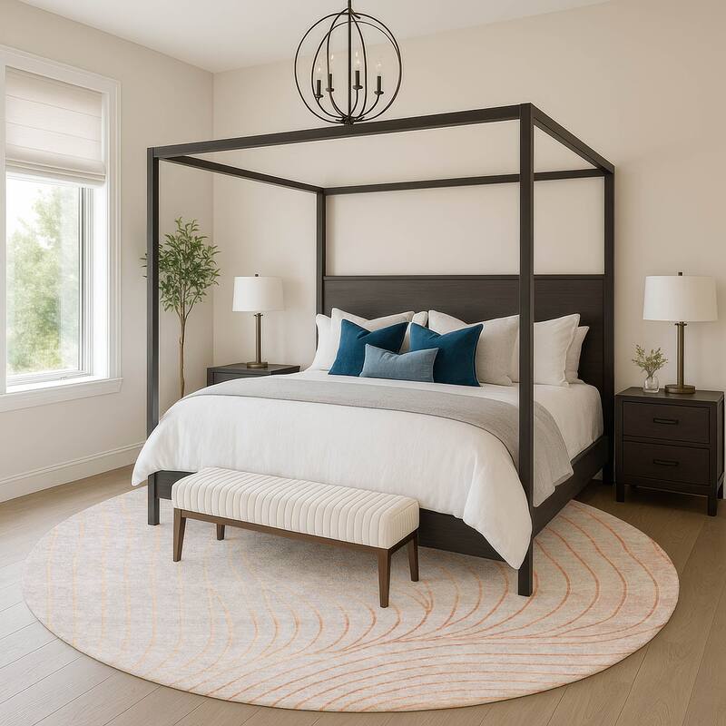 Premium Washable Super Soft Modern Wave Mayfield Rug - Copper - 8' x 8'