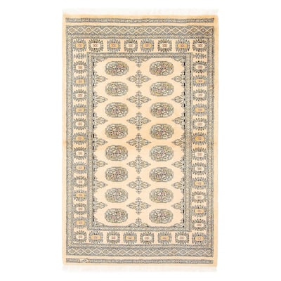 ECARPETGALLERY Hand-knotted Peshawar Bokhara Beige Wool Rug - 3'1 x 5'0