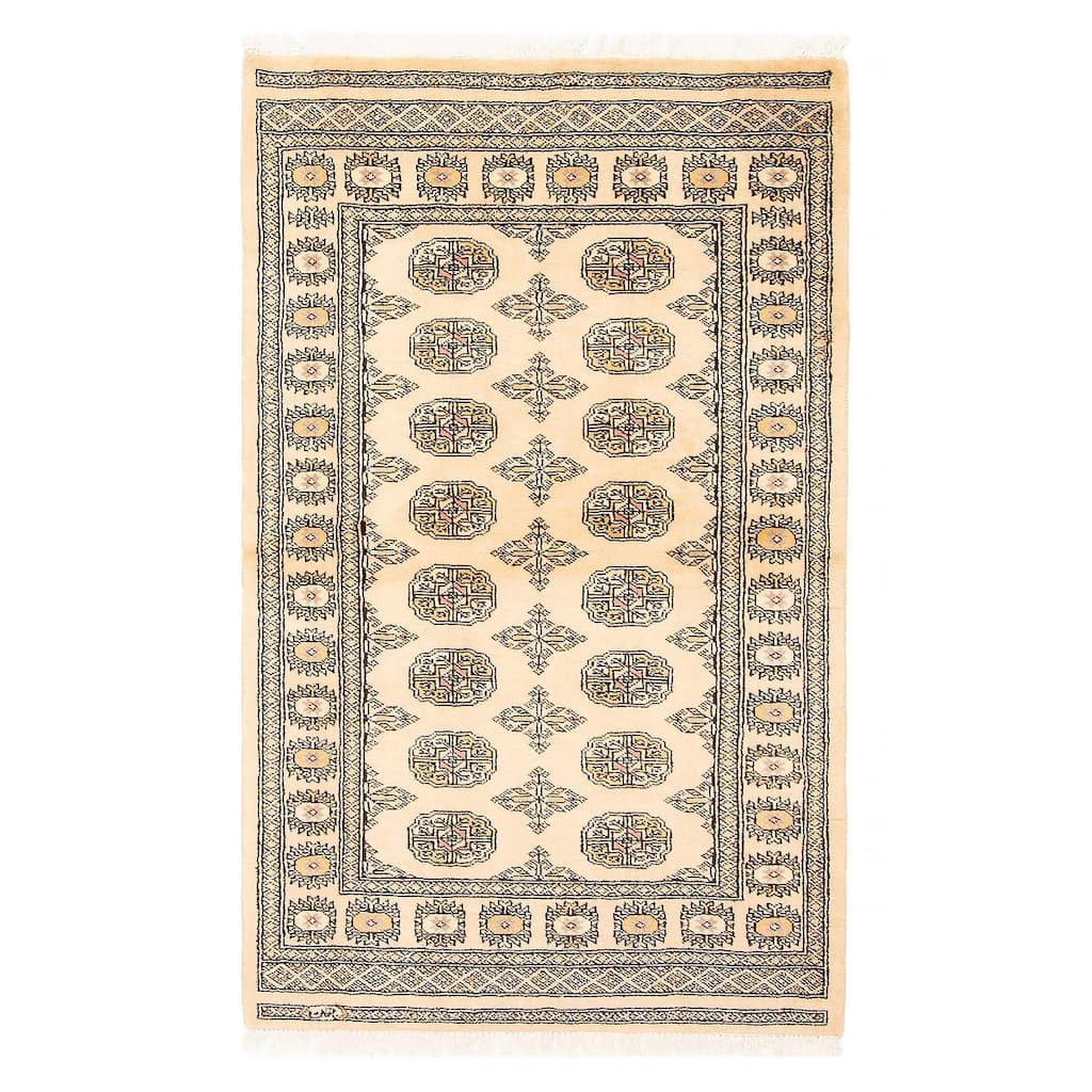 ECARPETGALLERY Hand-knotted Peshawar Bokhara Beige Wool Rug - 3'1 x 5'0