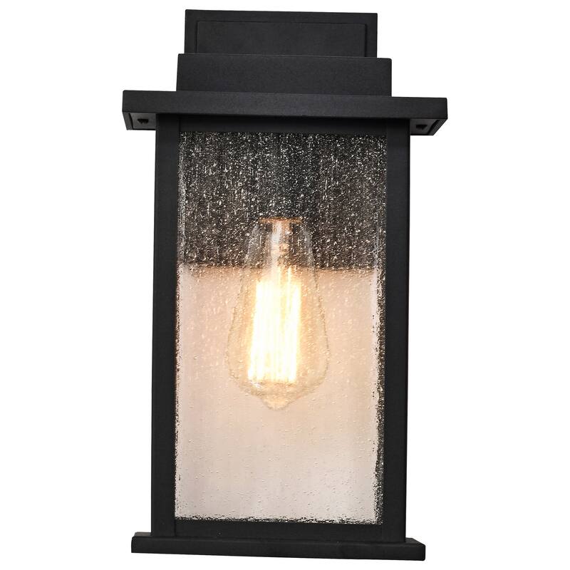 Sullivan 1 Light Medium Wall Lantern Matte Black with Clear Seeded Glass