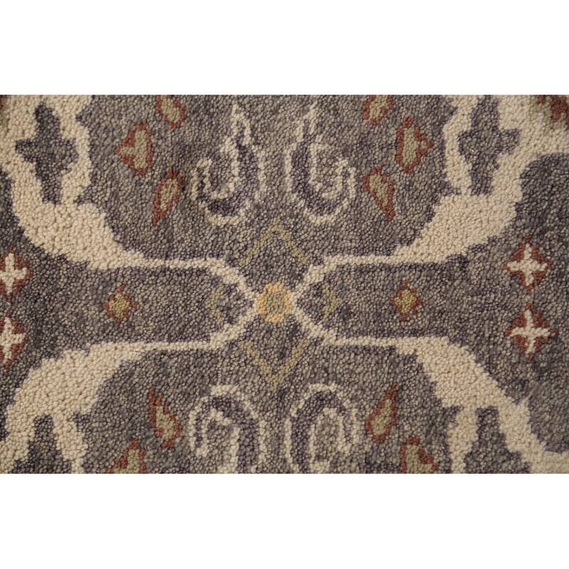Gray & Ivory Oushak Indian Runner Rug Hand-Knotted Wool Carpet - 2'9"x 9'11"