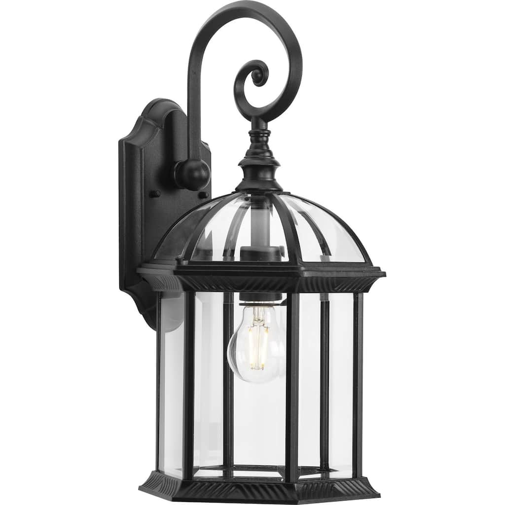 Dillard Collection One-Light Textured Black Outdoor Wall Lantern - 9.75 in x 9.5 in x 18.12 in