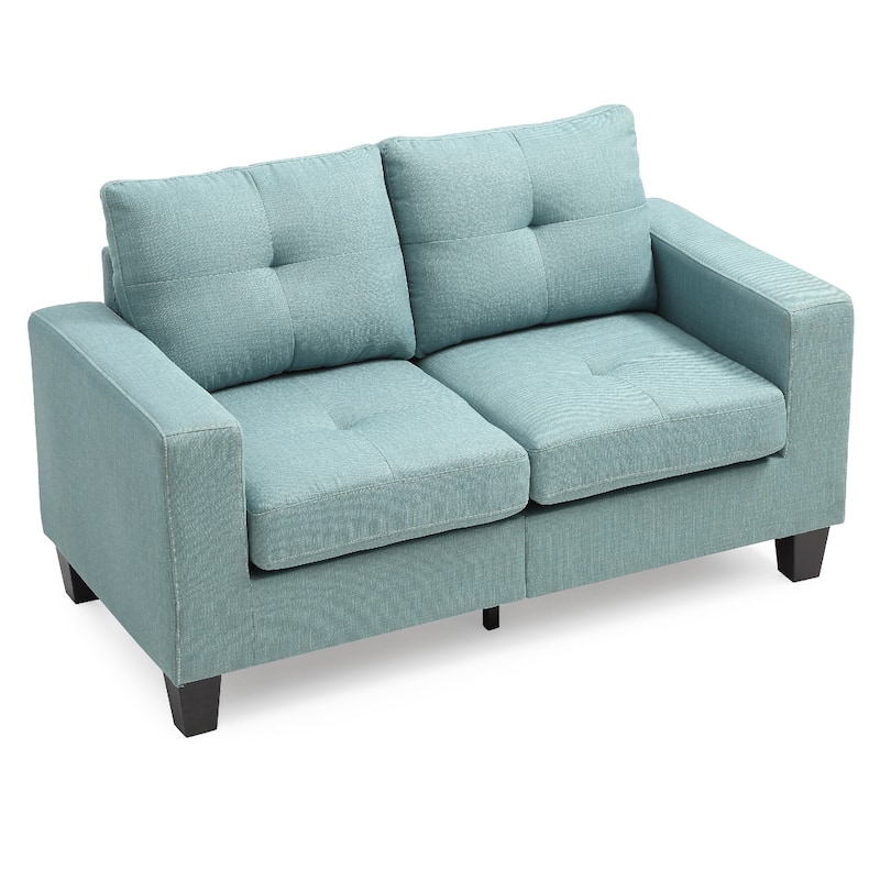 Flared Arm Tufted Straight Sofa - 58" - Teal