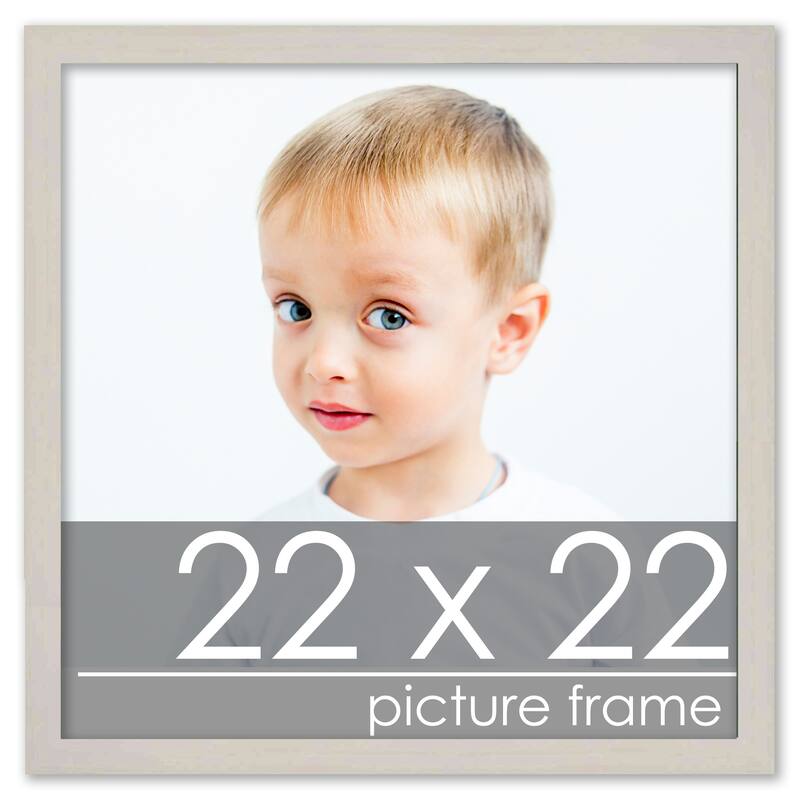 22x22 Traditional White Washed Wood Picture Square Frame Bed Bath