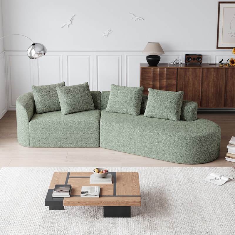 GDFStudio - Thalric Chenille 4-Seater Oversized Sectional Sofa with Pillows