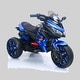 preview thumbnail 3 of 1, Electric Kids Motorcycle Ride-On 12V, Lighting Wheels, Music, Training Wheels, Manual Throttle for 3-5 Years Blue