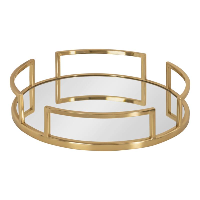 Kate and Laurel Gohana Decorative Metal Tray - 16" Diameter - Gold