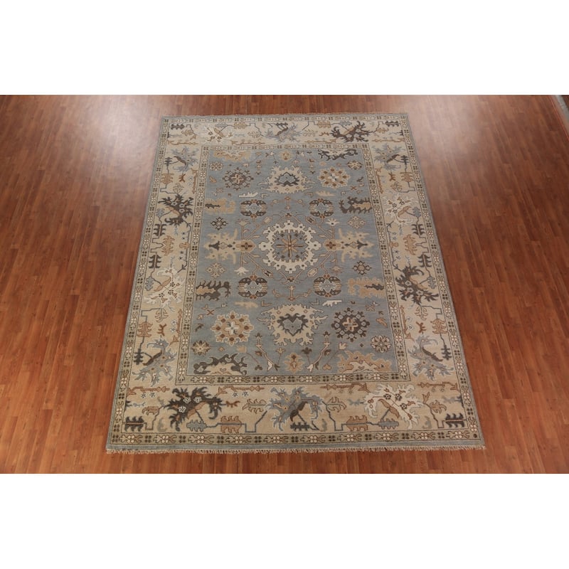 Oushak Indian Area Rug Handmade Wool Carpet - 9'1"x 11'9"