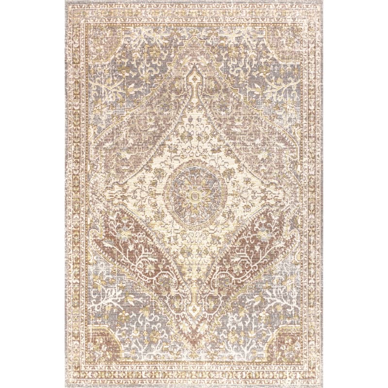 JONATHAN Y Portmany Modern Boho Vintage Medallion Area Rug - 5 X 8 - Grey/Brown