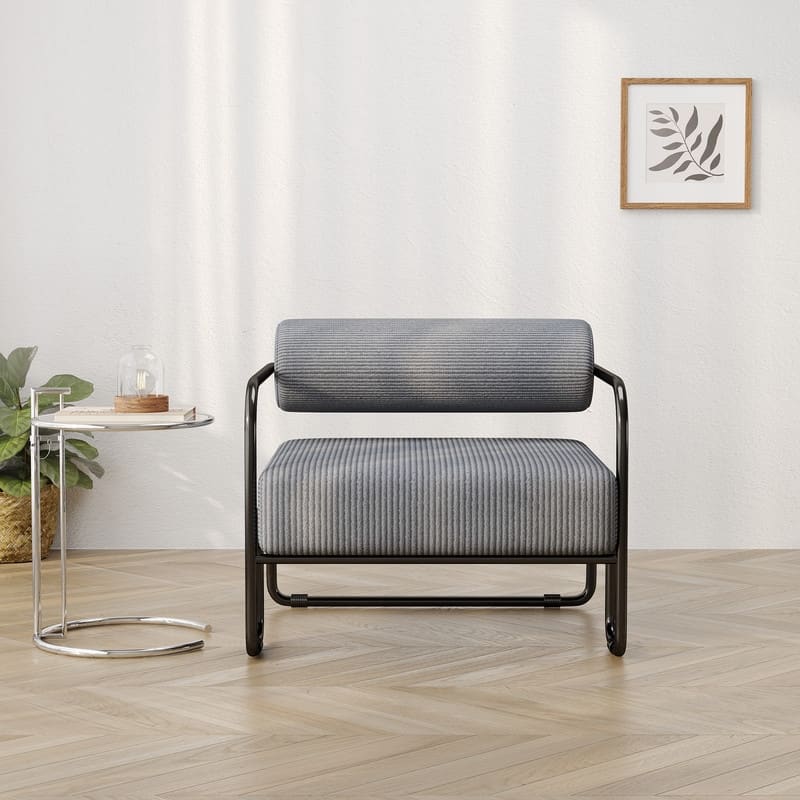 Modern Designed Corduroy Fabric Accent Chair with Thick Cushion