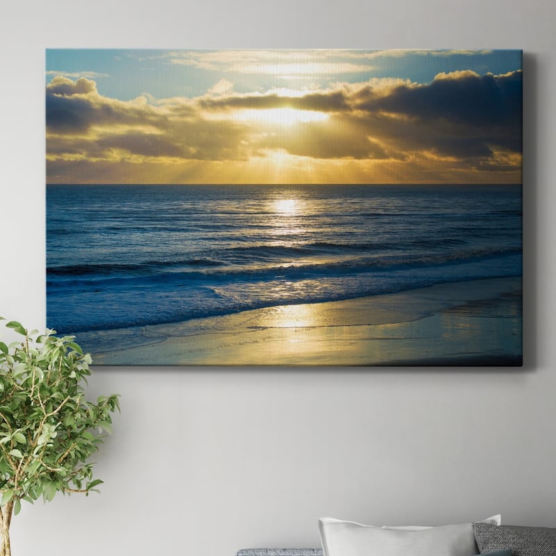 Beach Sunset Surfers Premium Gallery Wrapped Canvas - Ready to Hang