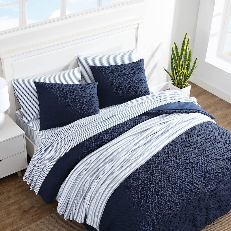 Nautica Point Harbor Solid Embossed Comforter Set