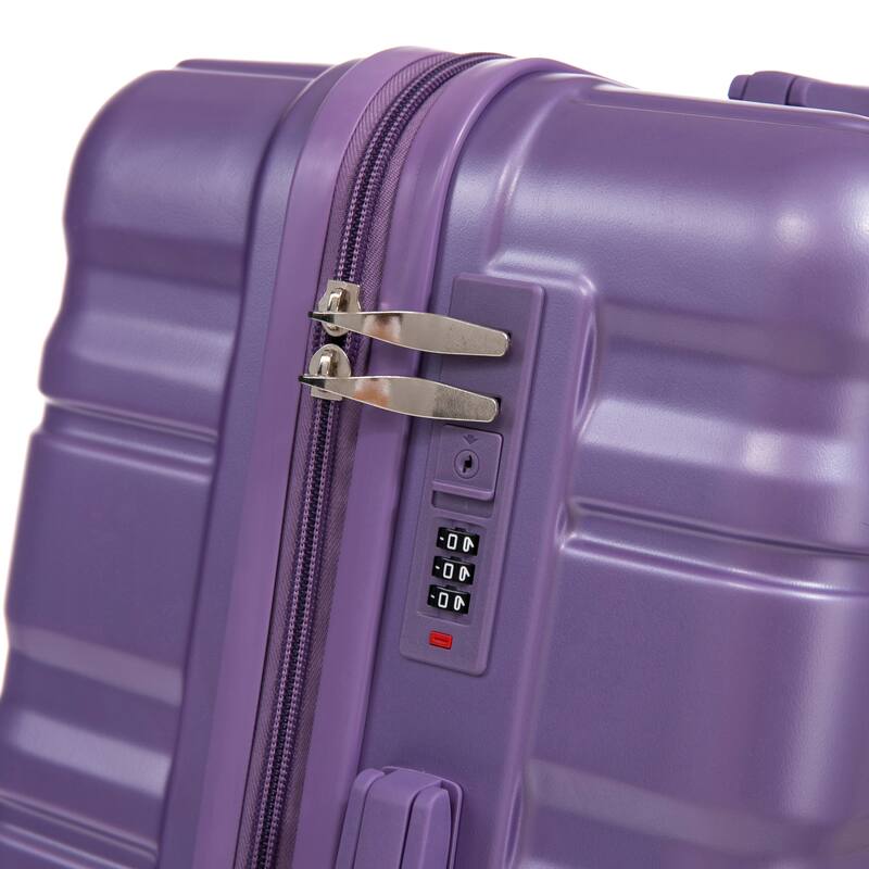 3 pcs/set in ABS Spinner Wheel Luggage, Carry on Suitcase, Matching Color, Combination Lock (Purple)