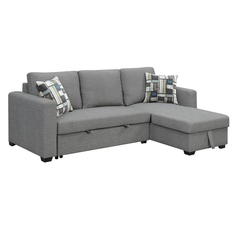 Gray Reversible Pop-Up Sleeper Sectional - 88x88x34 inches, 203 pounds