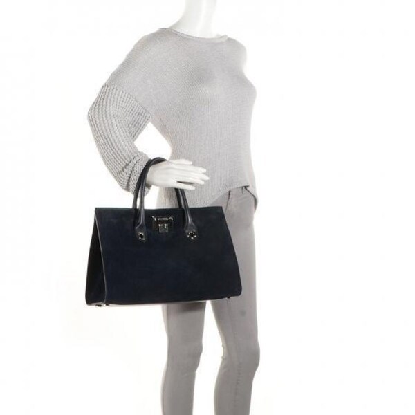 black suede tote bag