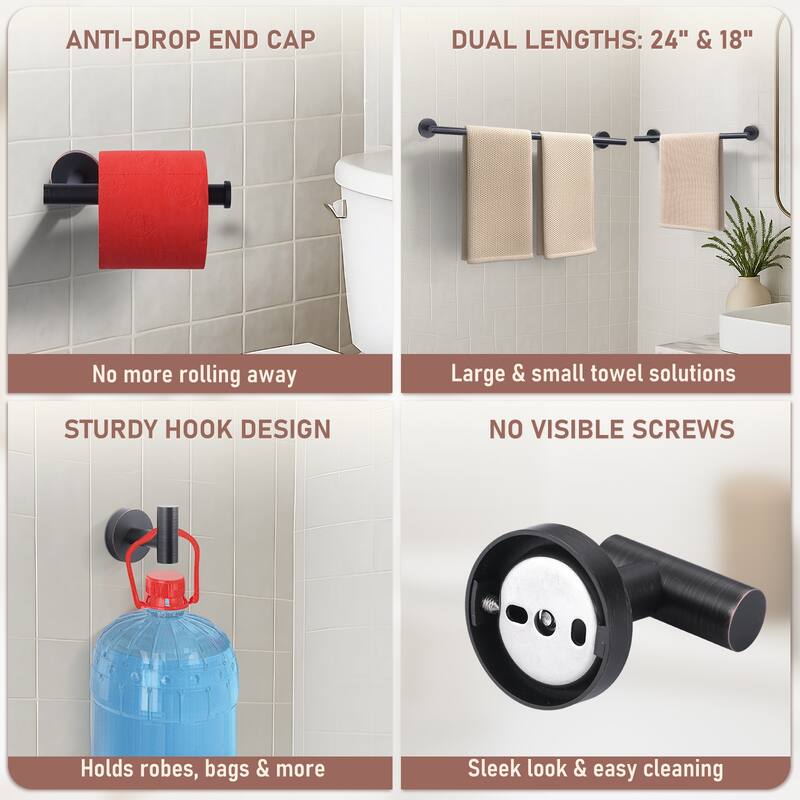 WOWOW 6-Piece Bath Hardware Set with Mounting Hardware