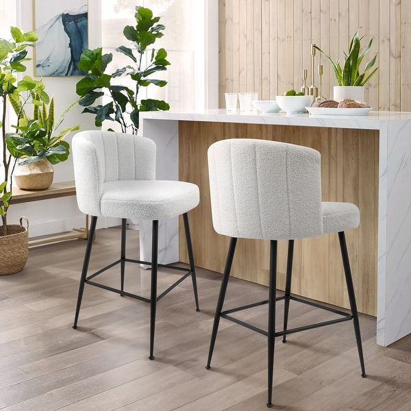 Upholstered Counter Height Barstools with Back Modern Chairs for