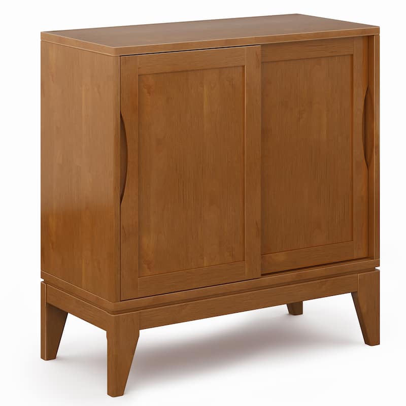 WYNDENHALL Pearson SOLID HARDWOOD 30 inch Wide Mid Century Modern Low Storage Cabinet - 30"w x 14"d x 31"h