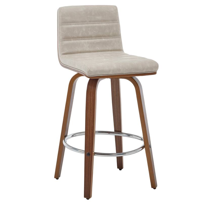 Faux Leather & Wood Swivel Bar Stools/ Counter Stool Set of 2