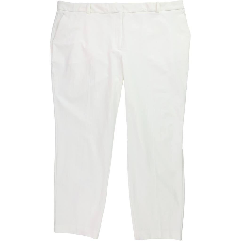 Alfani Womens Solid Fly Front Casual Trouser Pants,, White, 22W