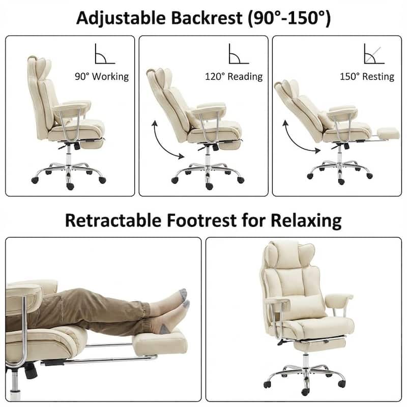 Ergonomic High-Back Office Chair with Footrest