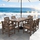 preview thumbnail 53 of 82, 7-Piece HDPE Outdoor Dining Table Sets with Umbrella Hole - 1-Table 6-Chairs