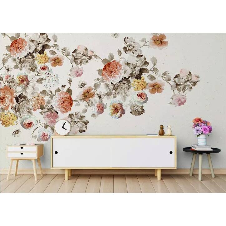 GK Wall Design Vintage Orange Flower Peony Blossom Bohemian Wallpaper