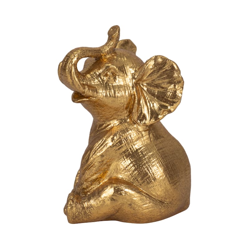 Sagebrook Home Polyresin Gold Figurines Elephant - 4.5" x 4.6" x 6.9"