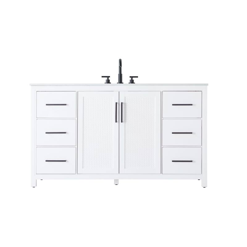 Elegant Lighting VF29560 Alina 60" Free Standing Single Basin Vanity - White - Painted