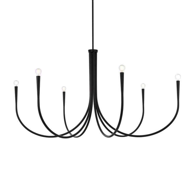 Elegant Lighting LD722D50 Layne 6 Light 50" Wide Taper Candle Style - Black