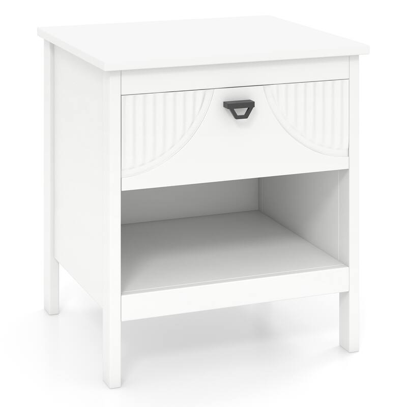Gymax 2-tier End Table Drawer w/ Open Storage Shelf 2 Tiers Nightstand