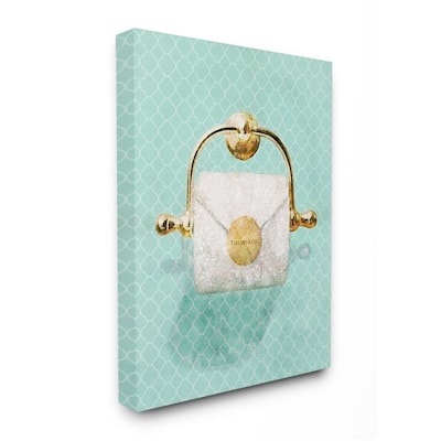 Stupell Fashion Toilet Paper Roll Iconic Blue Designer Glam Canvas Wall Art Design By Ziwei Li