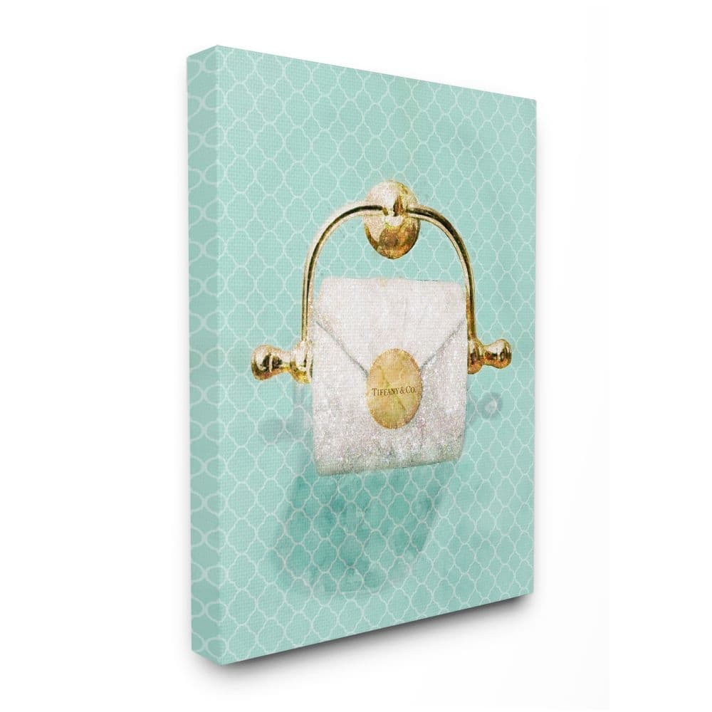 Stupell Fashion Toilet Paper Roll Iconic Blue Designer Glam Canvas Wall Art Design By Ziwei Li