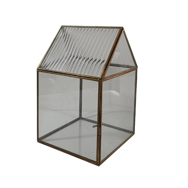 Small House Terrarium with Stand- 12.5" - Brown Patina