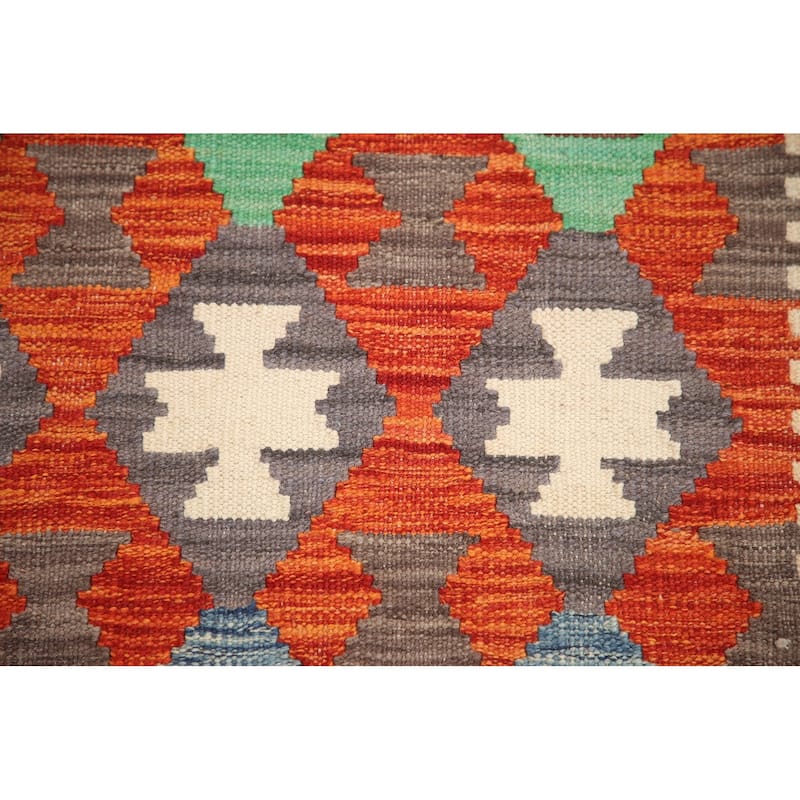Hand Woven Oriental 100% Wool Carpet Southwestern All-Over Oranges & Rust Kilim Area Rug - 6' 2'' X 5' 0''