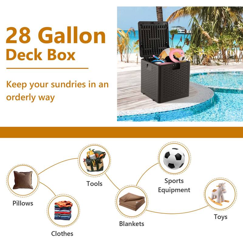 Costway 28/73/100/120/130 Gallon Patio Deck Box Outdoor Waterproof