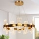 preview thumbnail 2 of 13, Modern Glam 24-Light LED Drum Chandelier for Dining Room - D 31.1" x H 72.4" Max