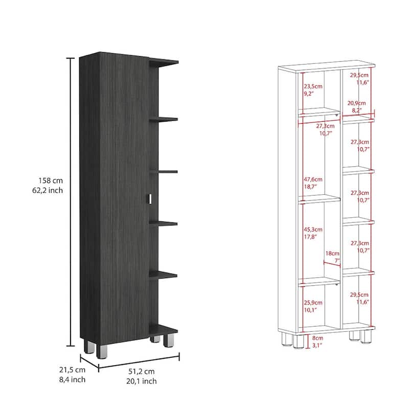 Corner Cabinet Womppi With Five Open Shelves