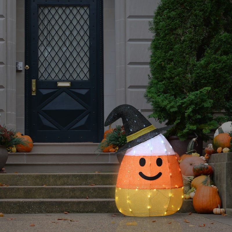 National Tree Company Halloween Pre-Lit Candy Corn Witch Outdoor Decoration, LED Lights, 28 Inches