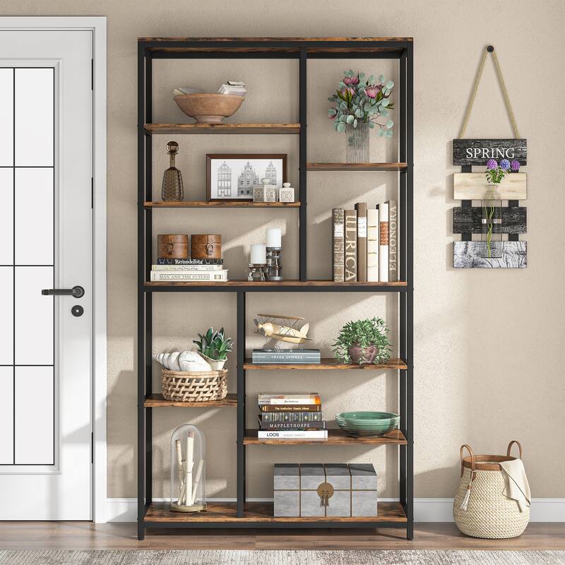 79 inches Tall Bookshelf Bookcase, Modern 8-Tier Staggered Bookcase