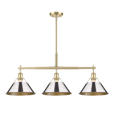 Orwell 3-Light Linear Pendant in Brushed Champagne Bronze with Chrome - Gold