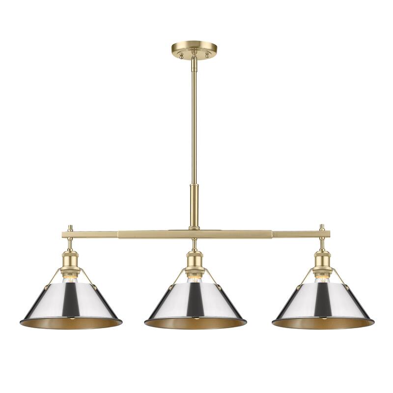Yep by Golden Lighting Orwell 3-light Island Light in Brushed Champagne Brass and Chrome shade - Gold