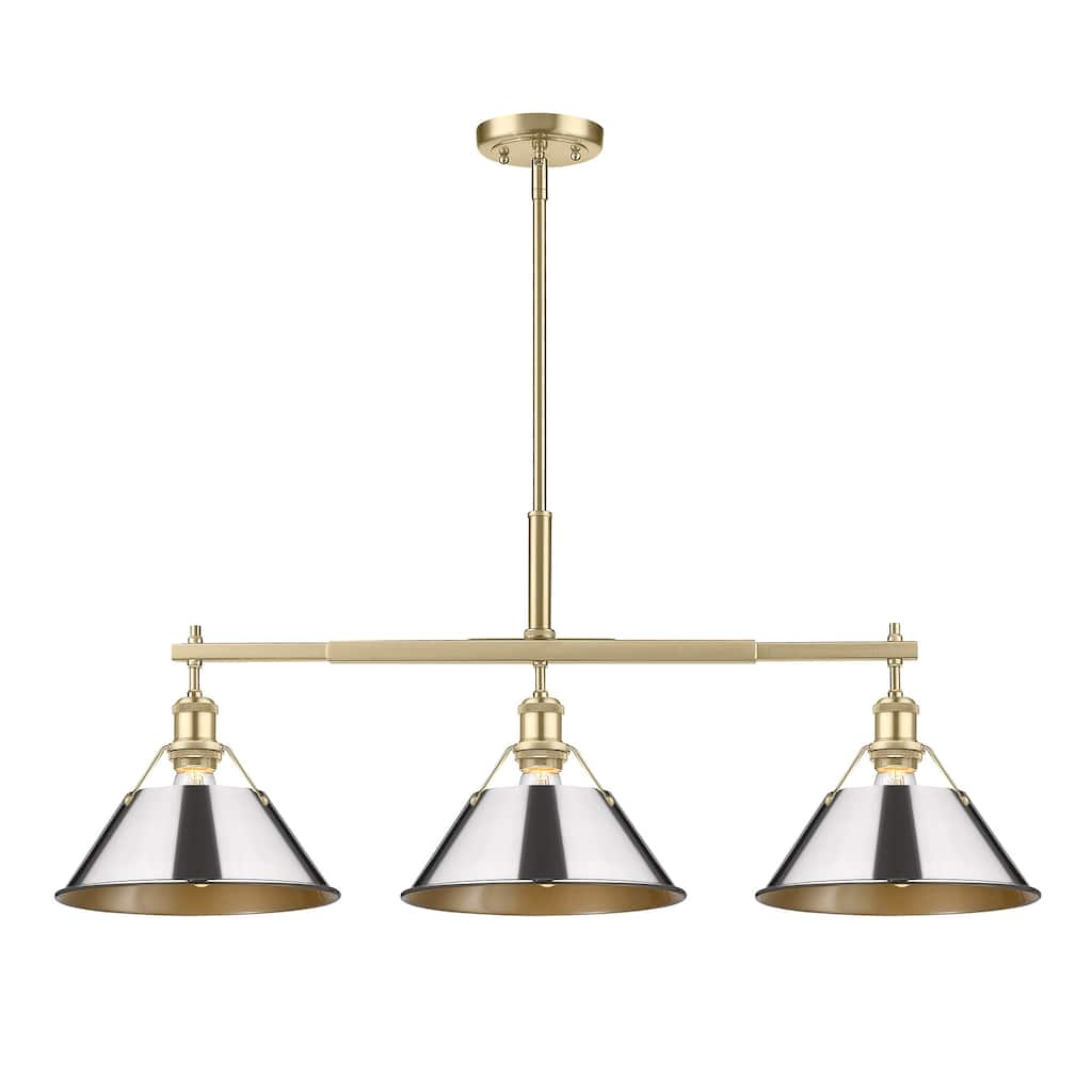 Yep by Golden Lighting Orwell 3-light Island Light in Brushed Champagne Brass and Chrome shade - Gold