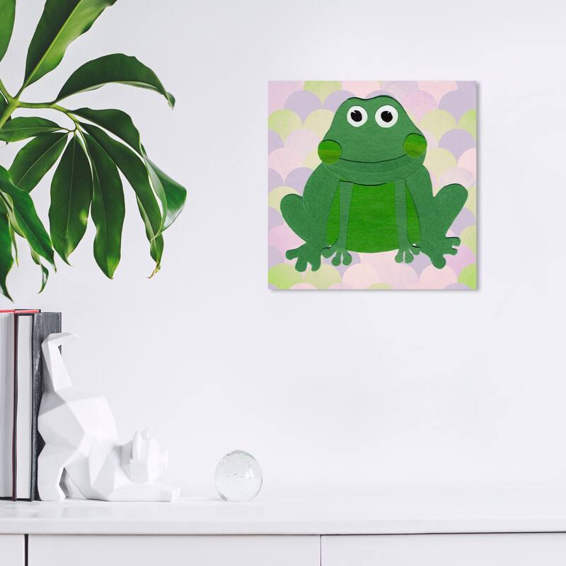Wynwood Studio Canvas Animals F for Frog Green and Dark Green Modern & Contemporary Wall Art Canvas Print - 12 x 12