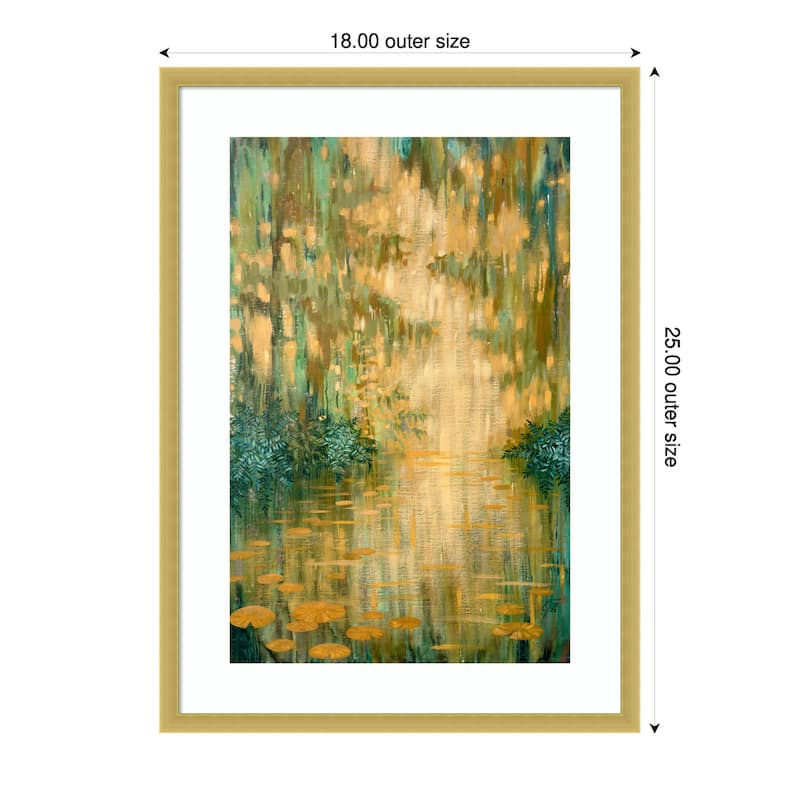 Mysterious Pond in the Thicket by Ekaterina Prisich Wood Framed Wall Art Print