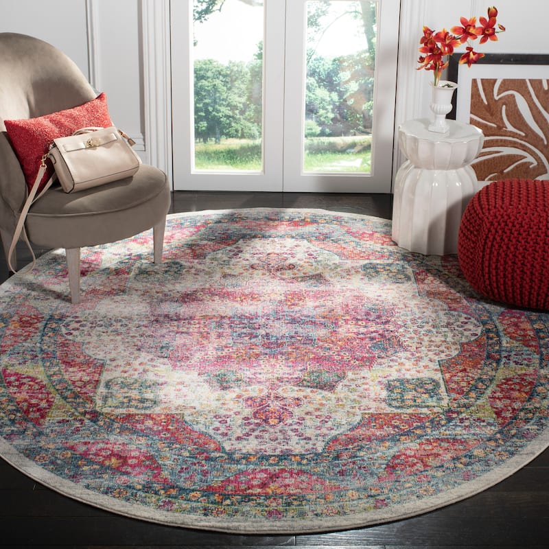 SAFAVIEH Merlot Macel Boho Oriental Rug - 6'7" Round - Cream/Multi