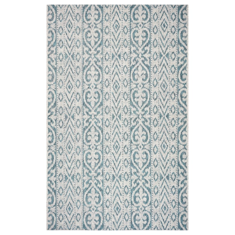 Sevita Sadie Ikat Striped Durable Performance Indoor/Outdoor Area Rug - 5' x 8' - Blue/Gray