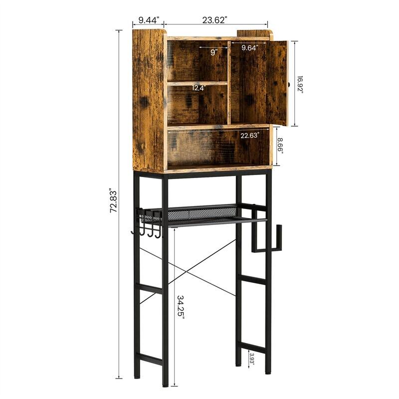 Over the Toilet Storage Cabinet - 9.44"D x 23.62"W x 72.83"H