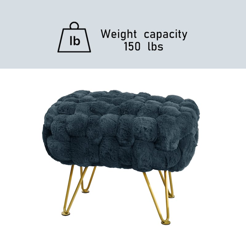 Soft Fauxfur Pouf Stool Ottoman Fuzzy Entryway Bench Seat 27"x20"x19"